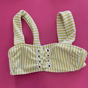 yellow, blue, white stripes bikini, 2 pieced